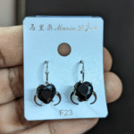Black Heart Stone Leverback Earring